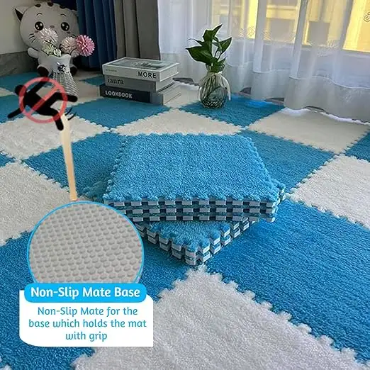 10mm Kids mats for Floor Soft Plush Foam Babies Puzzle Interlocking Play mats for Crawling Playing Tile mat Carpet Rug for Infants and Toddlers