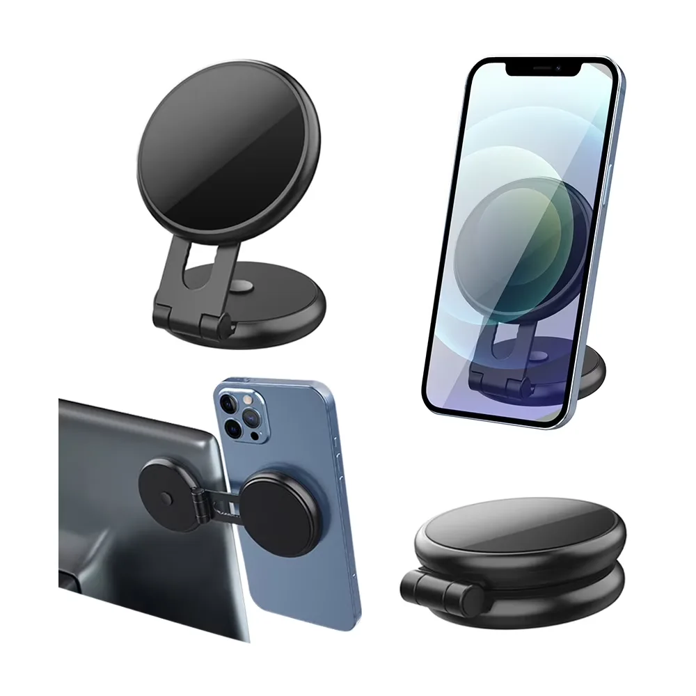 Magnetic Foldable Phone Stand with Strong Suction Base – 360° Adjustable, Universal Mobile Holder for Desk, Car & Home