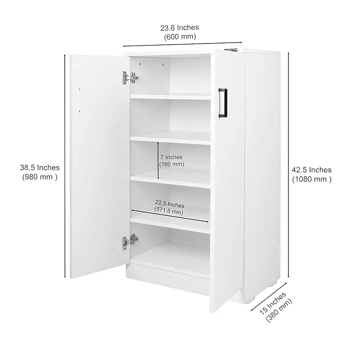 5-Shelf Engineered Wood Shoe Rack with 2 Doors